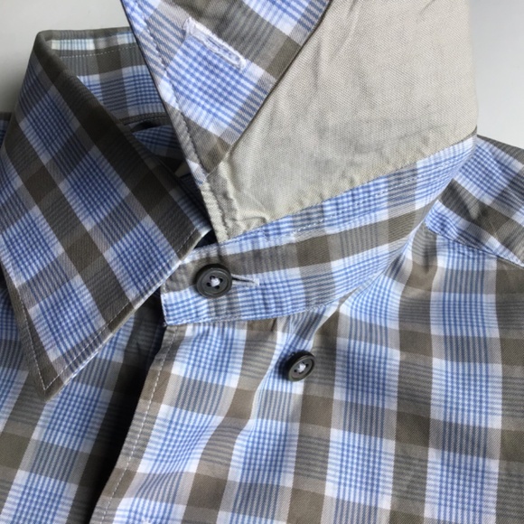 Erminegildo Zegna  Pale blue & green checks cotton shirt Sz L made in Italy 🇮🇹 - Picture 2 of 11